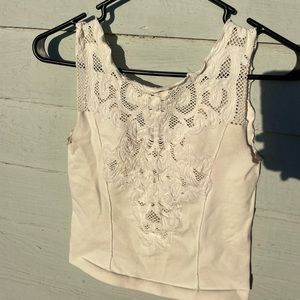 White crop stretch top